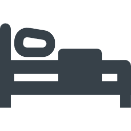 医療用ベッドを表現するアイコン。左側に枕、中央に枕元のモニター、右側に患者用マットレスが配置された病院ベッドの側面図